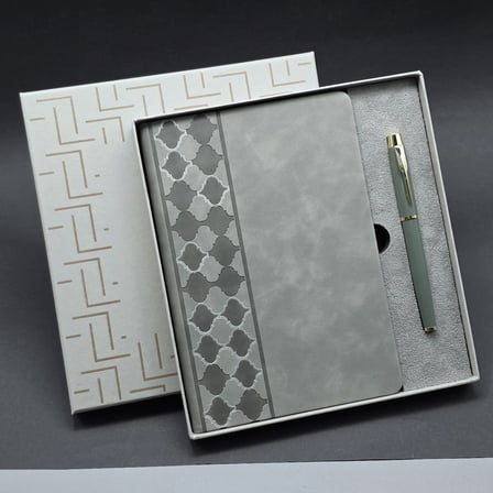 Şık Kutulu Defter ve Metal Kalem Seti 21x15 cm