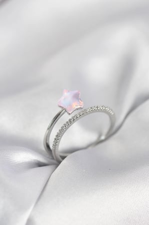 Zirkon Taşlı Pembe Halley Yüzük - Model