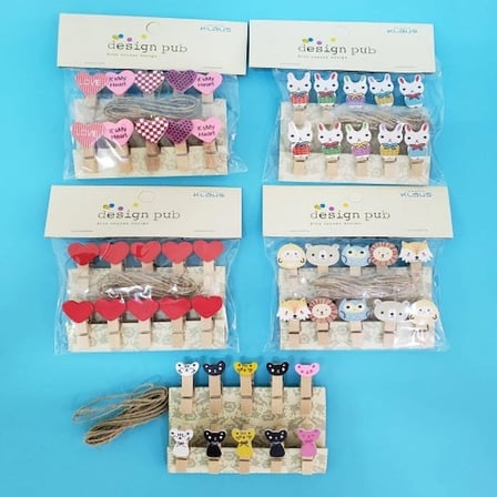 Dekoratif Figürlü İpli Mandal 10'lu Set