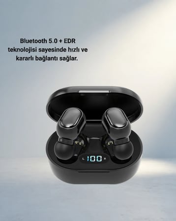 Bluetooth 5.0 Kulaklık iOS Android Uyumlu 24 Saat Kullanım