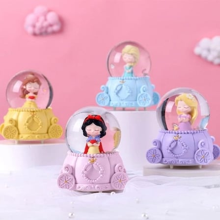 Işıklı Mini Kar Küresi 7 cm Sevimli Prenses Tasarımı