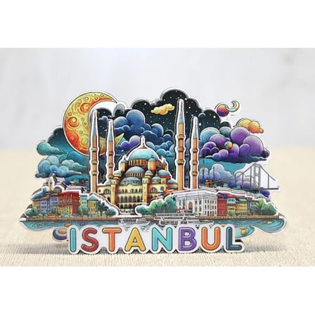 Estetik Ahşap İstanbul Temalı Magnet 11x9 cm