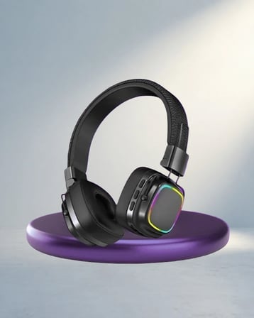 Bluetooth 5.3 Müzik Kulaklığı Renkli Işık Efektli Katlanabilir
