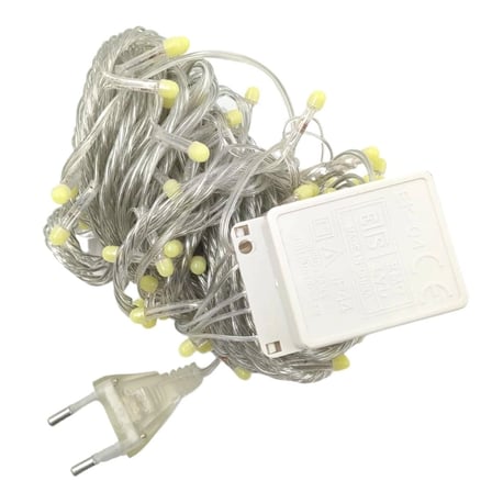 Şık Damla Uçlu 100 Led Işık 10 Metre Beyaz Şeffaf Kablo