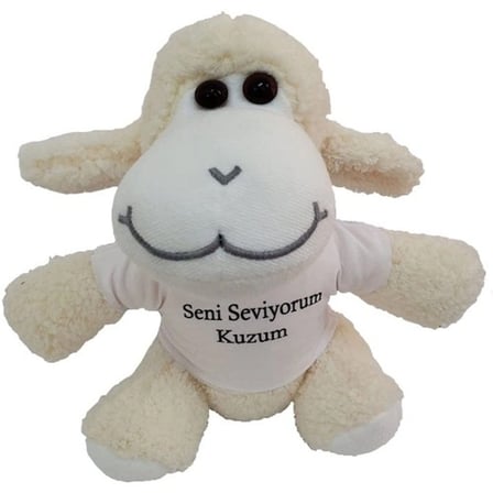 Sevimli Peluş Kuzu Tişört ile 24 cm Hediye Seçeneği