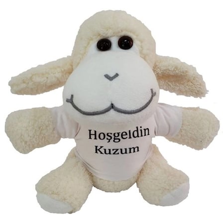 Sevimli Peluş Kuzu 24 cm Tişörtlü Hediye