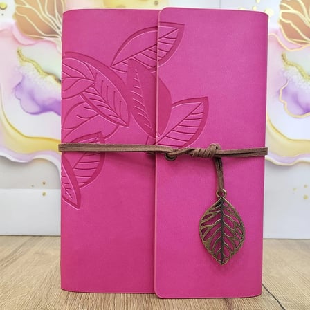 Şık Yaprak Tasarımlı Deri Defter 75 Yaprak 150 Sayfa