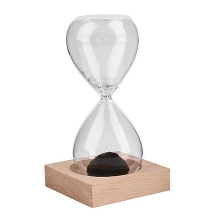 Dekoratif Manyetik Kum Saati 14 cm Ahşap Stand ile