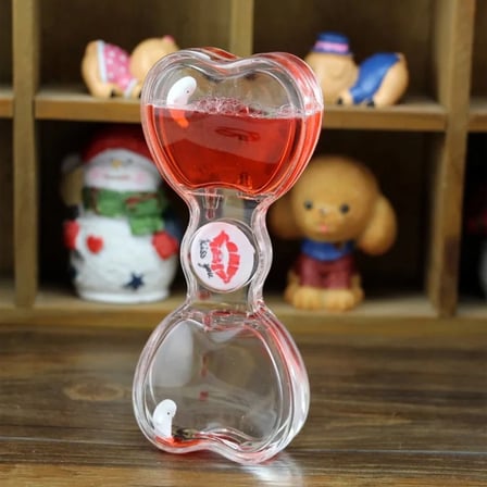Kalp Tasarımlı Sıvı Jel Kum Saati 14 cm Dekoratif
