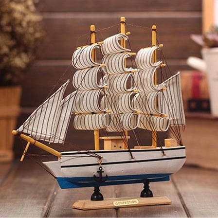 Dekoratif Ahşap Yelkenli Gemi Maketi 19 cm