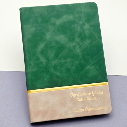 Özel Tasarım Yeşil Defter 21x15 cm Öğretmenler Günü Hediyesi