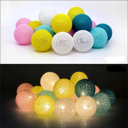 Dekoratif Işıklı Renkli Top 10'lu Set 6 cm Pilli
