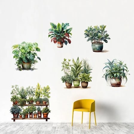 Canlı Sticker Saksılı Çiçek Seti 6 Adet 30x90 cm
