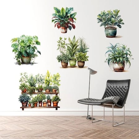 Canlı Sticker Saksılı Çiçek Seti 6 Adet 30x90 cm