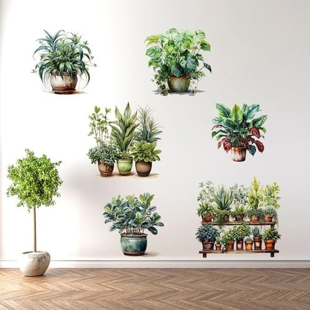 Canlı Sticker Saksılı Çiçek Seti 6 Adet 30x90 cm