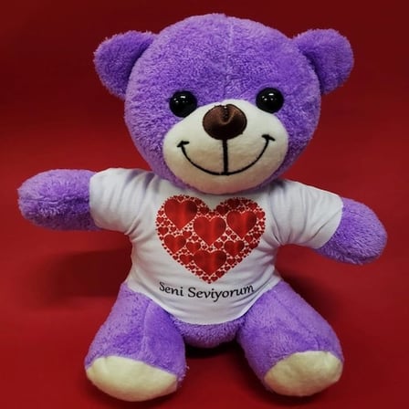 Sevimli Tişörtlü Peluş 25 cm Özel Gün Hediyesi