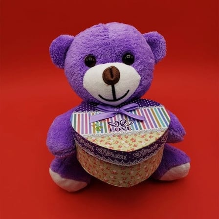 Romantik Kalp Kutulu Peluş 25 cm Hediye