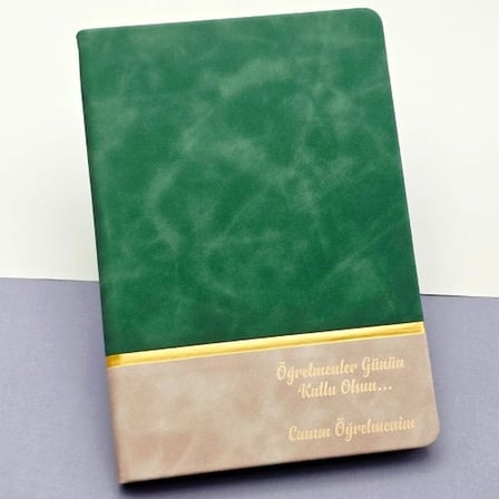 Özel Tasarım Yeşil Defter 192 Sayfa Öğretmenler Günü Hediyesi
