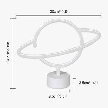Modern Neon Işıklı Satürn Lamba Pil ve USB Uyumlu