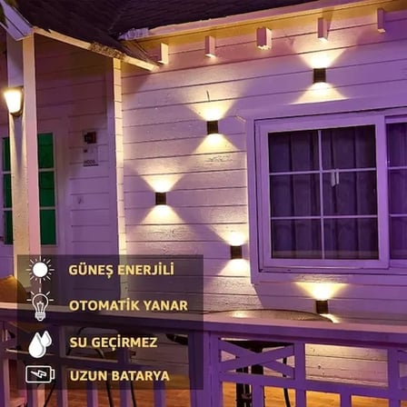 Şık Solar 4 LED Duvar 11 cm Bahçe Balkon