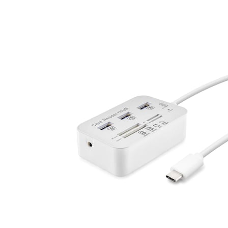 USB Genişletici 7 Portlu Type-C Kart Okuyucu Beyaz