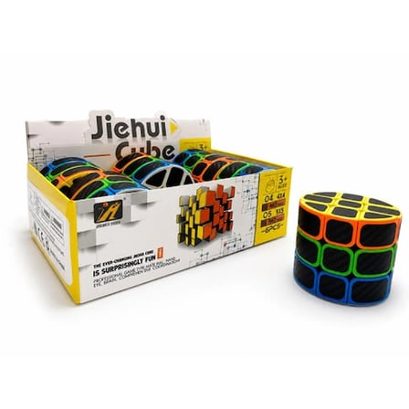 Eğlenceli Silindir Zeka Küpü 6.5 cm Karbon Fiber Görünümlü