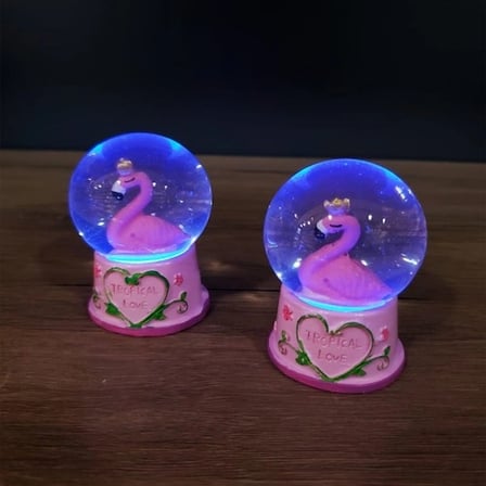 Sevimli Flamingo Işıklı Kar Küresi Mini Boy