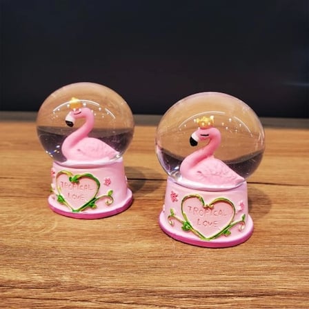Sevimli Flamingo Işıklı Kar Küresi Mini Boy