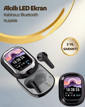 Bluetooth 5.4 Kablosuz Kulaklık - Akıllı Ekran ve Şarj Kutulu