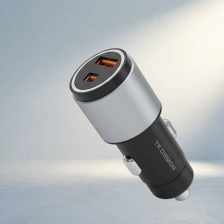 Hızlı Şarj Adaptörü Araç İçi Type-C ve USB Girişli 2 Portlu