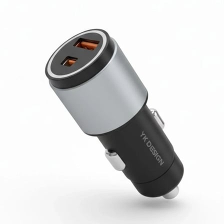 Hızlı Şarj Adaptörü Araç İçi Type-C ve USB Girişli 2 Portlu