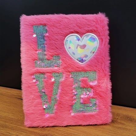 Şık Love Tasarımlı Peluş Defter 75 Sayfa Hediye
