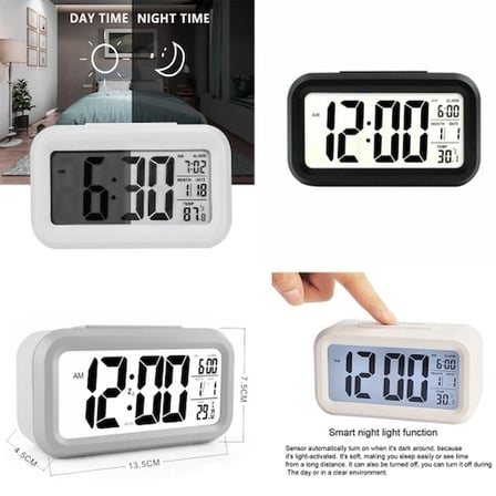 Şık Dijital Alarmlı Masa Saati 14 cm Dekoratif