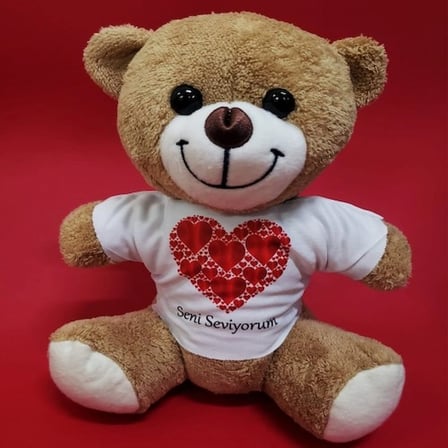 Sevimli Peluş 25 cm Love Tişört ile Kişisel Hediye