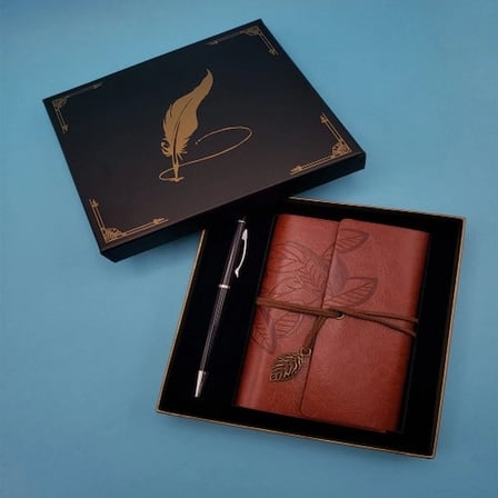 Şık Tasarım Deri Defter ve Tükenmez Kalem Seti