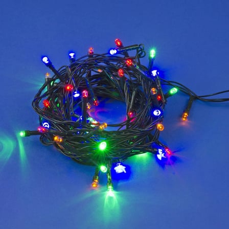Renkli 100 Led Işık 10 M Pilli Siyah Kablo ile