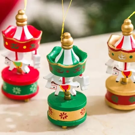 Ahşap Atlı Karınca Yılbaşı Süsü 6'lı Set