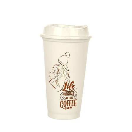 Kahve Bardağı - Kapaklı Beyaz 473 Ml