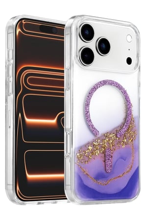 Onegif iPhone 17 Pro Max Lotus Simli Magsafe Kapak - Mor