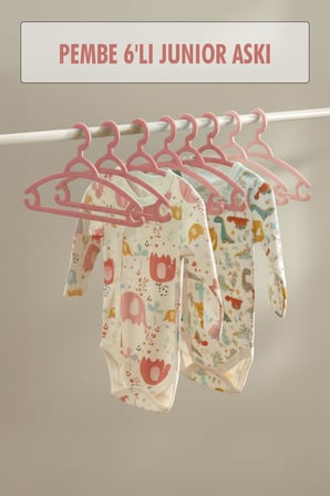 6?lı Bebek Askısı & Bebek Gardırop Askısı Pembe Set