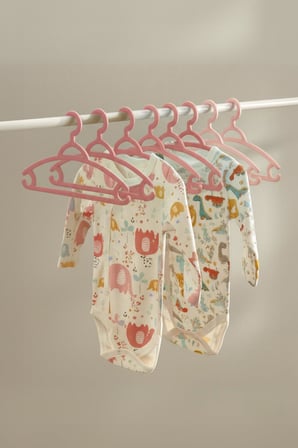 6?lı Bebek Askısı & Bebek Gardırop Askısı Pembe Set