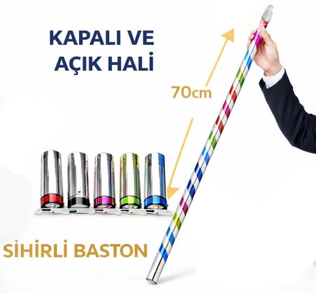 Sihirli Açılır Baston? Mendilden Bastona İlizyon Oyunu (70 cm)