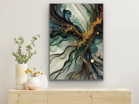 Yeşil Mavi Soyut Kanvas Tablo 70x100cm