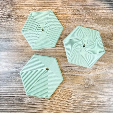 3D Baskı Super Fidget Coaster Seti - Altıgen Desenli Bardak Altlığı ve Tutucu-Mint