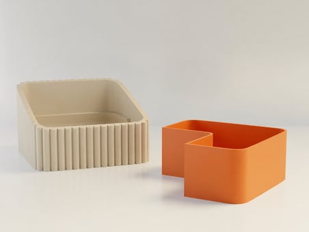 3D Baskı Fıstık Kasesi - Çift Hazneli Kabuk Ayırıcı Sunum Kasesi - Bej Turuncu