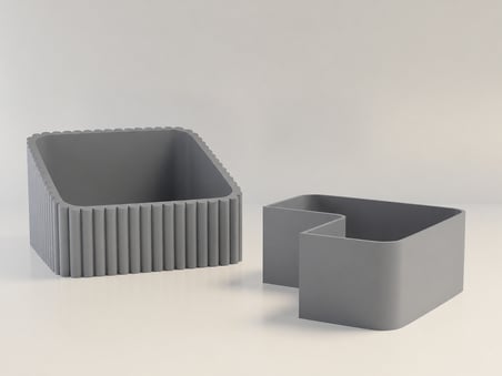 3D Baskı Fıstık Kasesi - Çift Hazneli Kabuk Ayırıcı Sunum Kasesi - Gri Gri