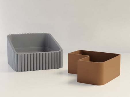 3D Baskı Fıstık Kasesi - Çift Hazneli Kabuk Ayırıcı Sunum Kasesi - Gri Kahverengi