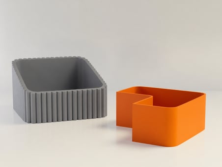 3D Baskı Fıstık Kasesi - Çift Hazneli Kabuk Ayırıcı Sunum Kasesi - Gri Turuncu
