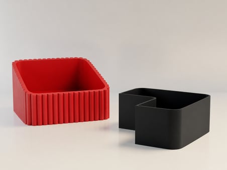 3D Baskı Fıstık Kasesi - Çift Hazneli Kabuk Ayırıcı Sunum Kasesi - Kırmızı Siyah