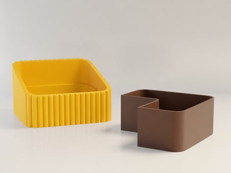 3D Baskı Fıstık Kasesi - Çift Hazneli Kabuk Ayırıcı Sunum Kasesi - Sarı Kahverengi